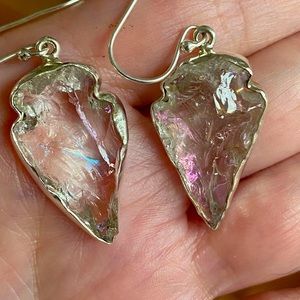 Gorgeous aura crystal earrings sterling silver